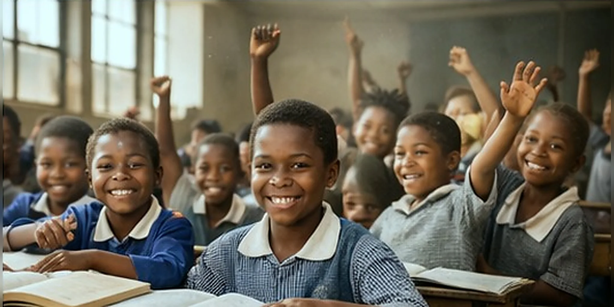 Volunteer-led classroom learning session in rural India with students using tablets.